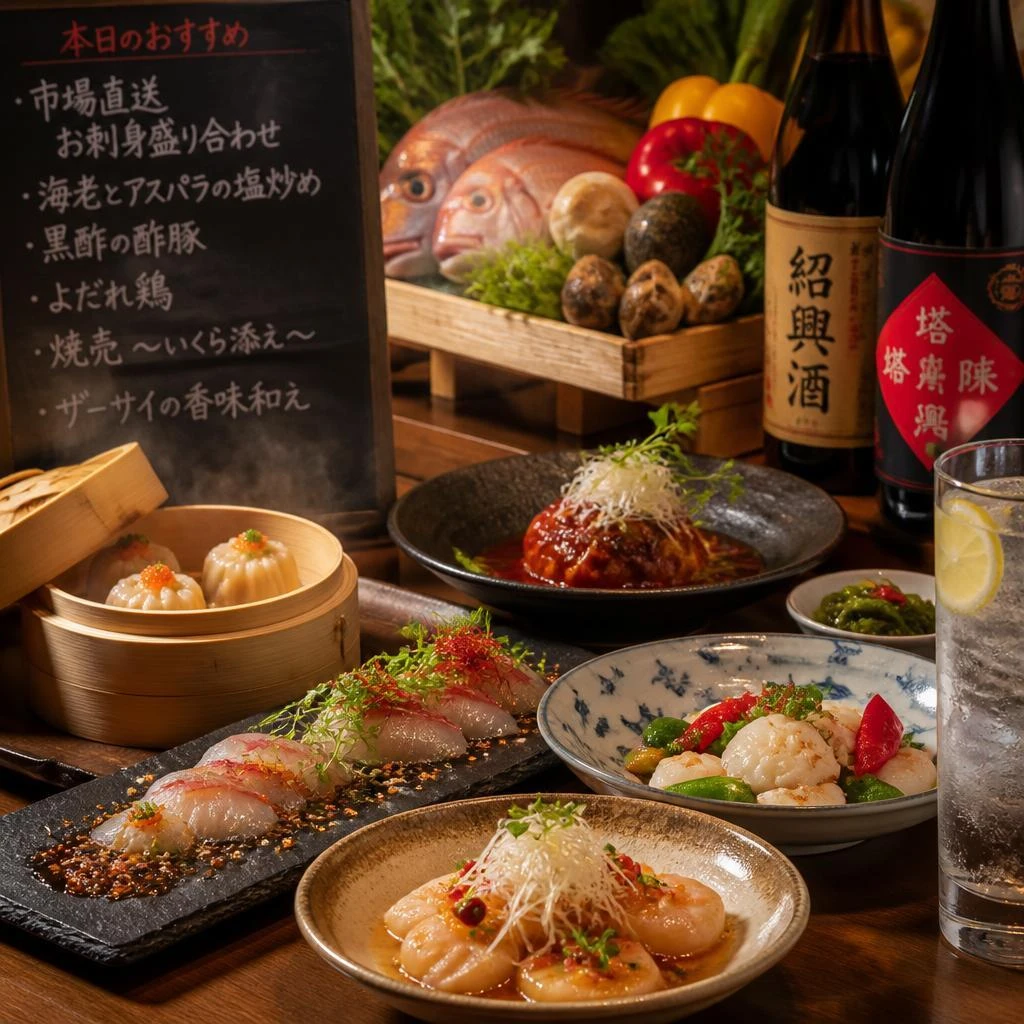 市場直送の新鮮素材を活かした1人飲み創作中華