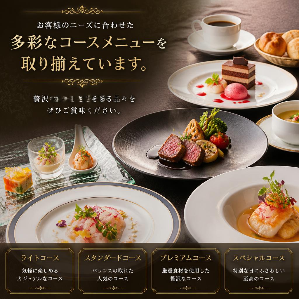 豪華コースと豊富なメニュー