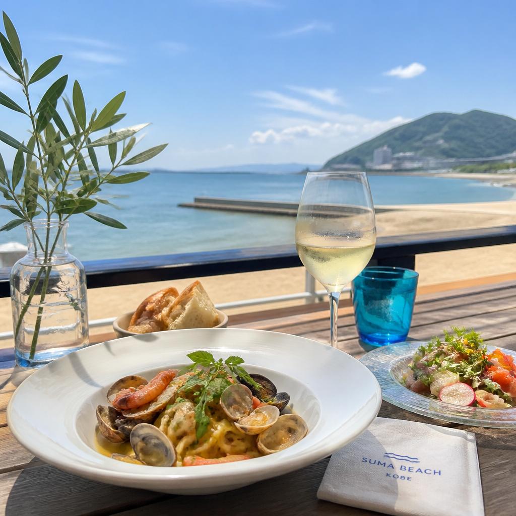 須磨海水浴場近くで過ごす贅沢なランチタイム