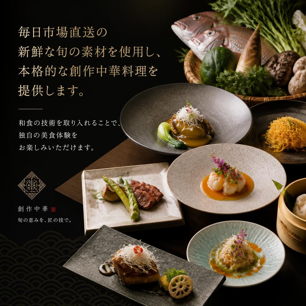 新鮮な旬素材を使用した創作中華