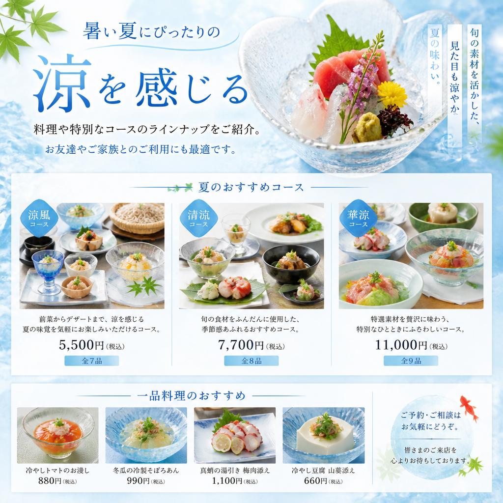 夏にぴったりのランチプラン