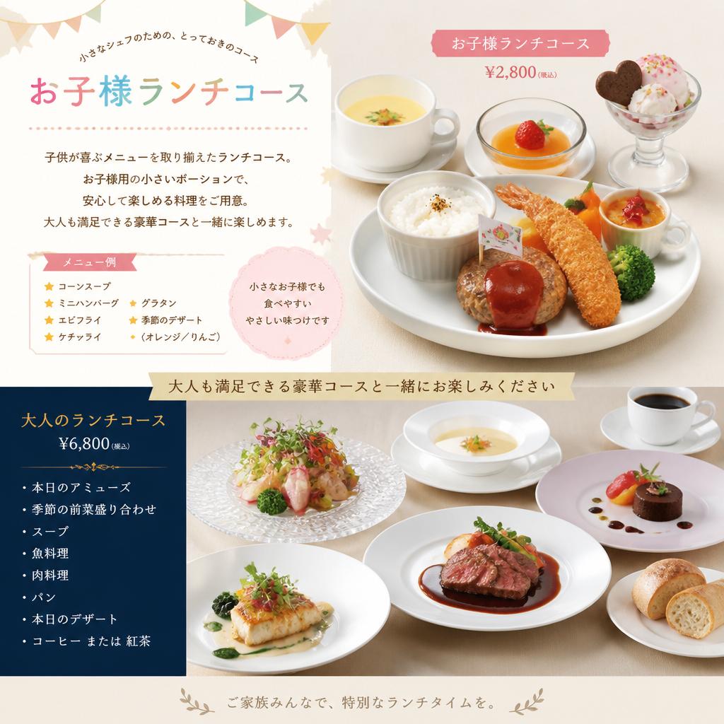 豊富な子供向けメニューが揃ったランチコース